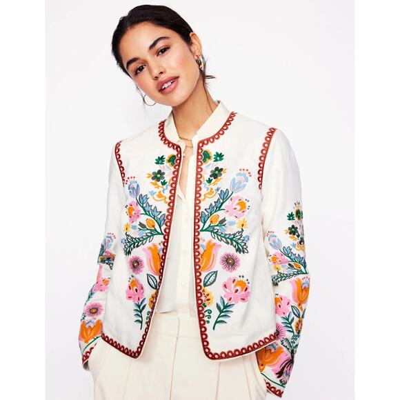Boden Jackets & Blazers - Embroidered Linen Jacket